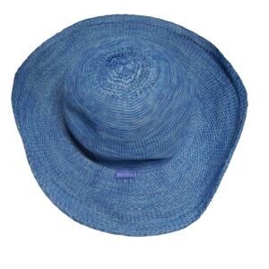 Wallaroo Victoria Mixed Aqua Round Crown Hat Poly Straw Vacation Size OS